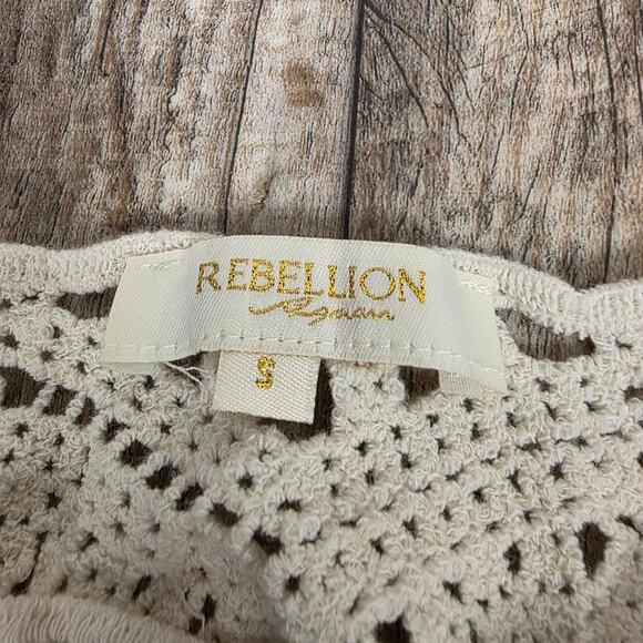 Crochet Lace Crop Top Boho Coquette Festival Sheer Knit Cream Size Small Cotton - Picture 6 of 7